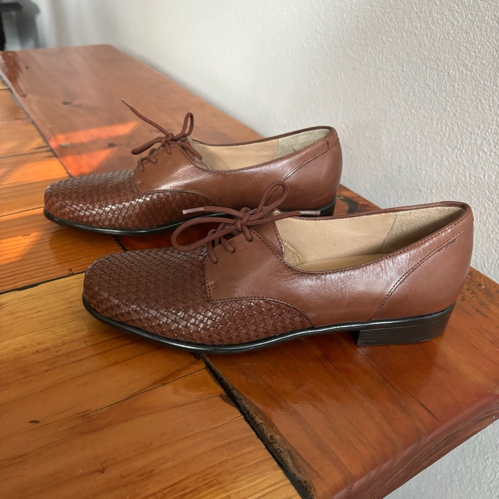 Trotters Oxford Loafers Lizzie Herringbone 6.5N Women’s Leather Shoes Old Money